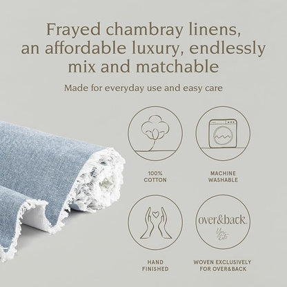 Over&Back 18x90 Woven Frayed Chambray Cotton Table Runner - Image 2