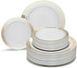 OCCASIONS 120 Plates Pack,(60 Guests) Heavyweight Premium Wedding Party Disposable Plastic Plates Set -60 x 10.5'' Dinner + 60 x 7.5'' Salad/Dessert (Celebration White & Gold)