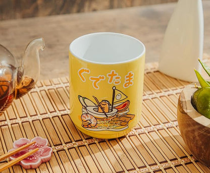 Silver Buffalo Sanrio Gudetama Sailing On Ramen Asian-Style Ceramic Tea Cup | - Image 7