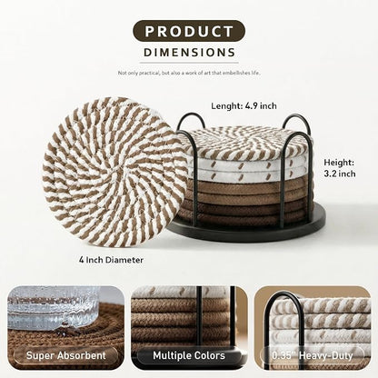 Lazebox Coasters Set of 8 for Drinks, 4 Inch Large Coasters for Coffee Table - Image 4