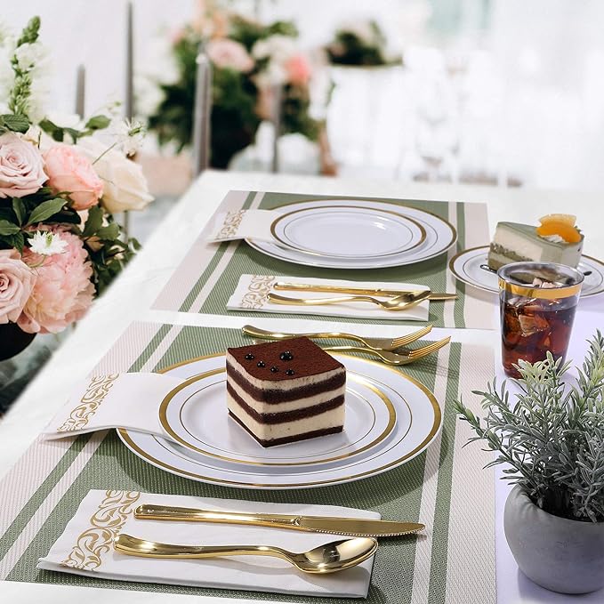 FOCUSLINE 175 Count Gold Dinnerware Set - Image 5