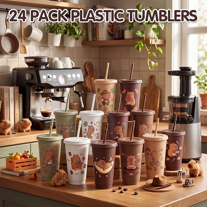 Skylety 24 Pcs Capybara Plastic Tumblers Bulk - Image 4