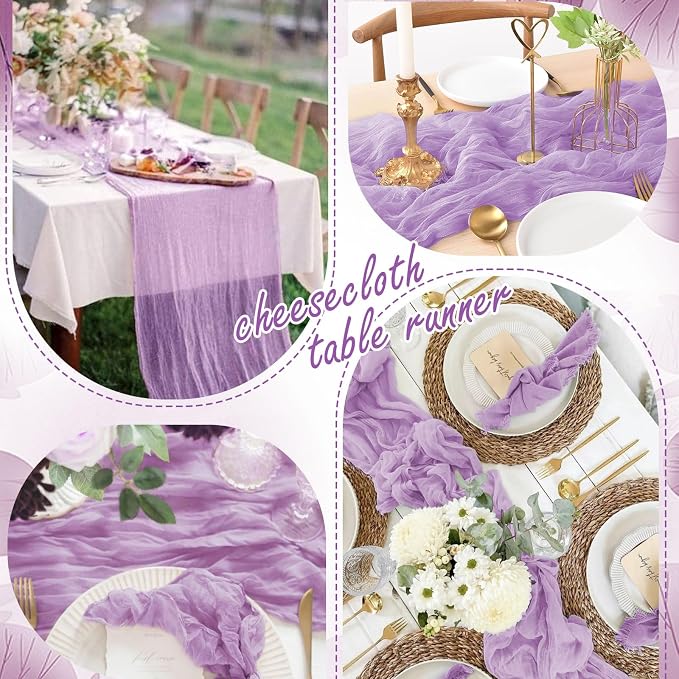 20 Pack Lilac Cheesecloth Table Runner 10FT Long Boho Gauze Fabric Table Runner - Image 6