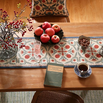 Patdrea Designer French Elegant Linen Table Runner, Colorful Floral Pattern - Image 4