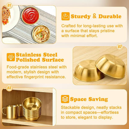 LIEMAND Stainless Steel Small Dipping Bowls, Round Small Bowls, - Image 6