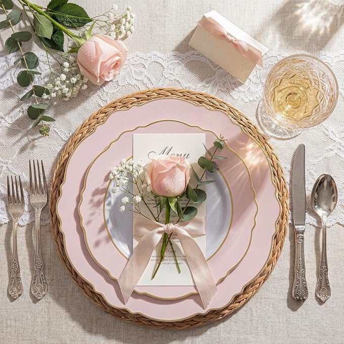 60pcs Pink Plastic Plates - Image 8