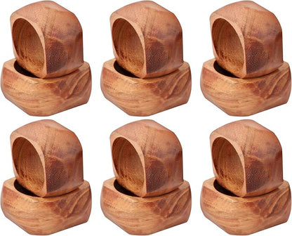 CLEENTABLE Wooden Napkin Rings Set of 12 Fall Decor for Home Square Acacia Wood Napkin Holders for Dining Table Wood Napkin Ring Rustic Table Décor for Weddings, Parties, Everyday Use (Brown)