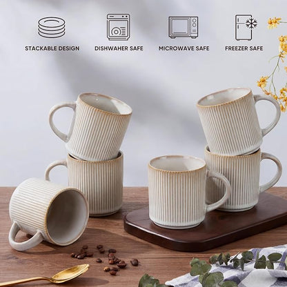 E-far 12 oz Coffee Mugs Set of 6, Stoneware Coffee Cups - Image 8