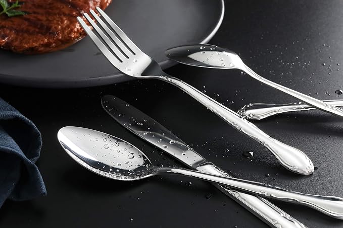 New Star Foodservice Rose Pattern 18/0 Stainless Steel Teaspoon, Commercial - Image 7