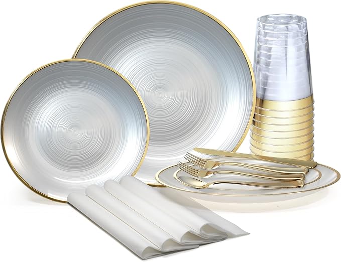 " OCCASIONS " 200pcs set-Wedding Party Disposable Plastic Plate Set -25 x 10'' by OCCASIONSFINESTPLASTICTABLEWARE