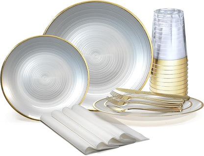 " OCCASIONS " 200pcs set-Wedding Party Disposable Plastic Plate Set -25 x 10'' by OCCASIONSFINESTPLASTICTABLEWARE