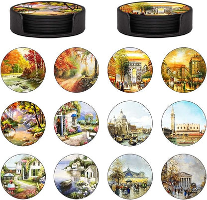 Coasters Set of 12- Famous Buildings and Landscapes Style by Unknown