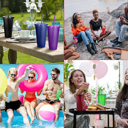 Honeydak 30 Pack Tumbler with Straw and Lid Bulk Glitter Plastic Cups Water - Image 7