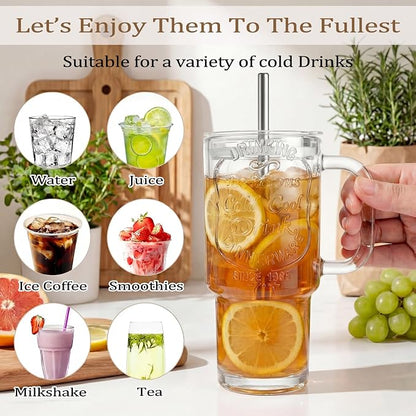 Vintage Premium Embossed Glass Cups - 18oz LeakProof Reusable - Image 6