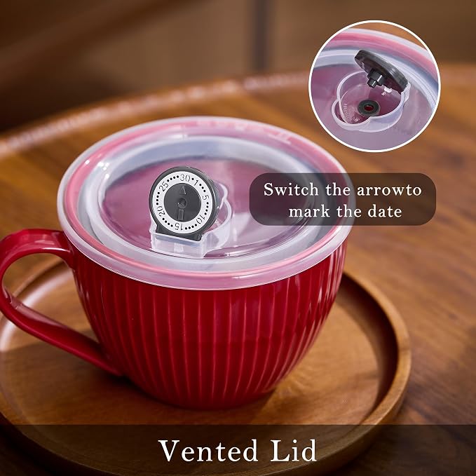 Ceramic Soup Bowl with Handle and Lid, 24oz Jumbo Soup Mug - Image 6