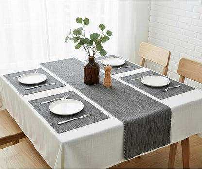 Dining Table Placemats with Decorative Stitched Edge Textured Cotton Cloth - Image 6