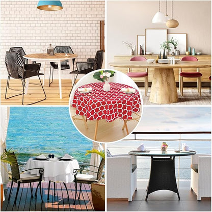 Smiry Round Plastic Table Cloth, Waterproof Vinyl Tablecloth with Flannel Backing for Round Tables, Wipeable Spillproof Tablecloths for Dining, Camping, Indoor and Outdoor (60" Round, Red)