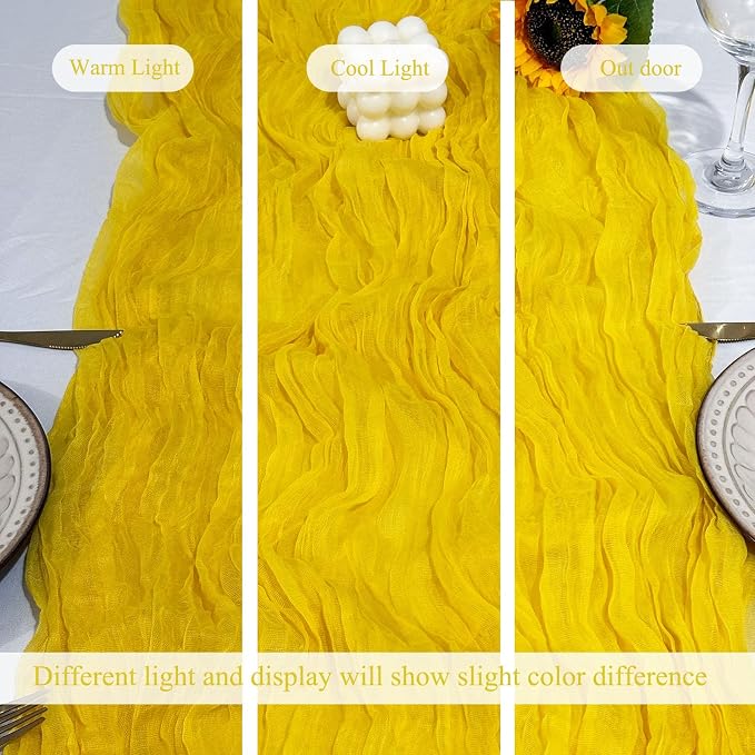 3Pack Yellow Cheesecloth Table Runner 17x108inch Sheer Yellow Table Runner | - Image 5
