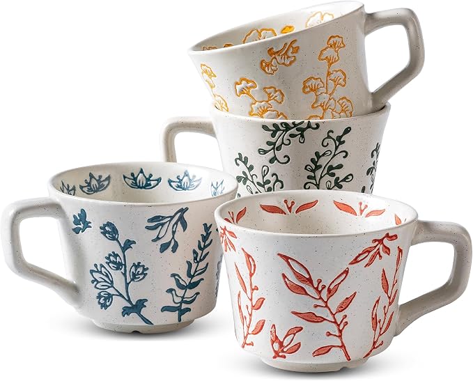 Ceramic Mugs 11 oz Unique Luxurious Cups Set of 4, Mug by Noevany