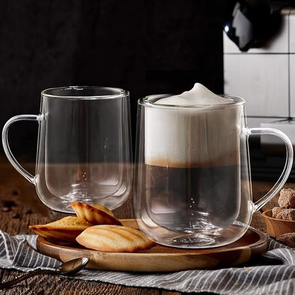 Joeyan Clear Double Walled Glass Coffee Mugs, Double Layer Tea Latte Cappuccino - Image 3