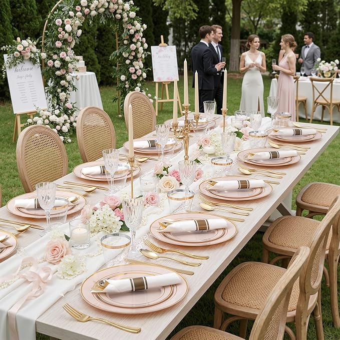 350PCS Pink Disposable Plates - Image 6