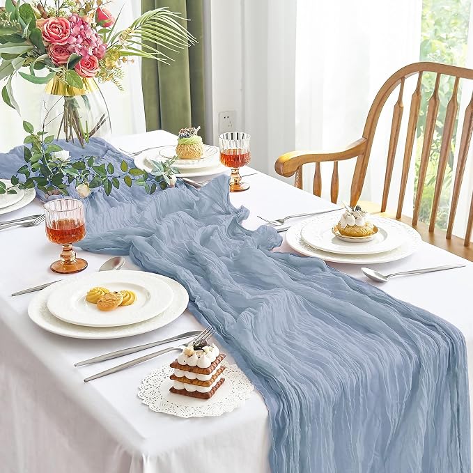 IVAPUPU Dusty Blue Table Runner 120 Inches - Image 8