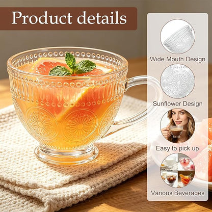 Glass Coffee Mugs with Handles, 13 Oz Tea Cup - Image 3