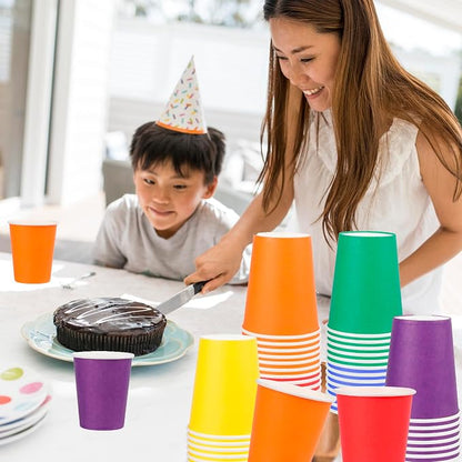 120-Pack 9 oz Rainbow paper cups, Disposable Colorful Paper Cups, Suitable - Image 6