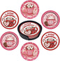 Sweetheart Coasters for Drinks with Holder Round Leather Coasters Set of 6 Cups Mugs Mat Pad for Home Kitchen Bar