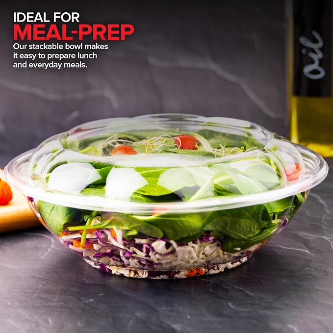 64oz Clear Plastic Salad Bowls - Image 6