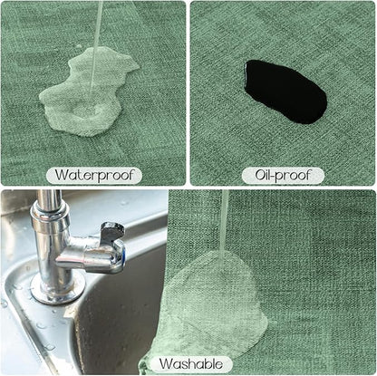 Romanstile Reversible Vinyl Placemats Set of 6, Faux Leather 100% Waterproof Oil-proof Wipeable Place Mats, Heat Resistant Dual Sided Table Mats for Kitchen/Dining/Party (Grey DarkGreen, 12 x 17 Inch)