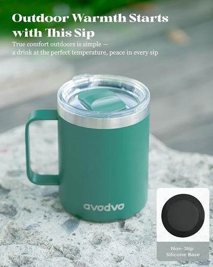 12oz Insulated Coffee Mug with Lid – Includes Two Lids, Stainless Steel Coffee - Image 6