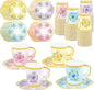 24 Sets Floral Paper Tea Cups and Saucers Disposable Tea Party Supplies by Fairooth