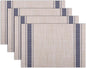 Winknowl Placemats Set of 4, Heat Resistant Non-Slip Vinyl Woven Table Mats for Dining Table, Washable Durable Elegant Place Mats for Kitchen Indoor/Outdoor Use (Beige Blue)