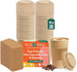 ECO SOUL 200 Pack 12 oz Disposable Coffee Cups with Lids & Sleeves Eco-Friendly, Biodegradable, Compostable, Leak-free & Sturdy To Go Hot Drink Cup for Tea, Chocolate Party Travel Cafe Office & Home