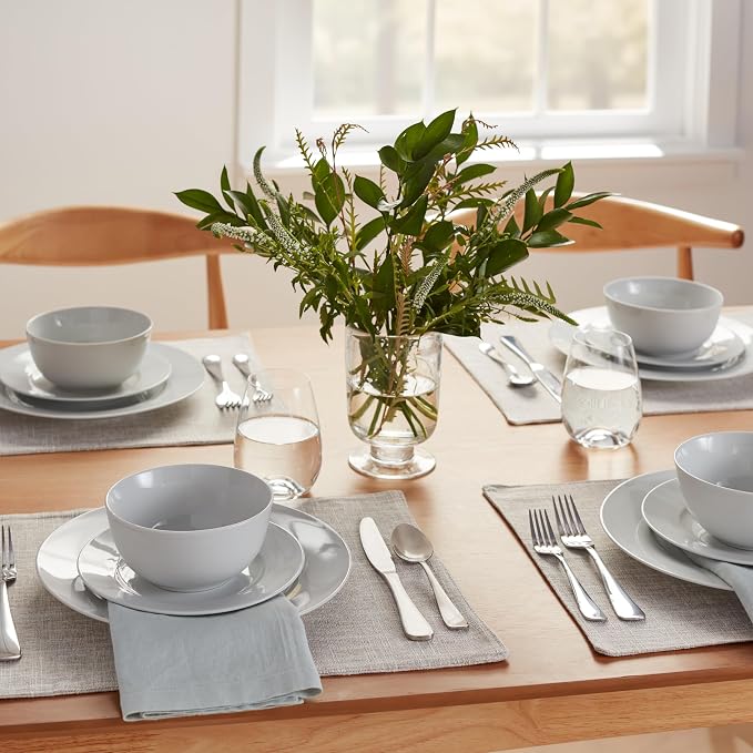 Amazon Basics Porcelain Dinnerware Set, Microwave and Dishwasher Safe, Service - Image 9