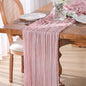 10 Pack Dusty Pink Cheesecloth Gauze Table Runners, 35x120 Inch | Extra Wide by GoodLuck