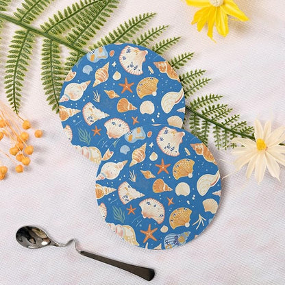 Seashells Different Shapes and Starfish Aesthetic Coaster 4 Pcs Corkboard - Image 3