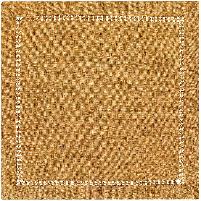 Grelucgo Set of 4 Handcrafted Solid Mustard Gold Color Dinner Napkins, - Image 2