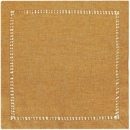 Grelucgo Set of 4 Handcrafted Solid Mustard Gold Color Dinner Napkins, - Image 2