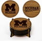 LazerEdge University of Michigan Wolverines Coaster Set - Cherry Wood - Officially Licensed Product - 4-Pack