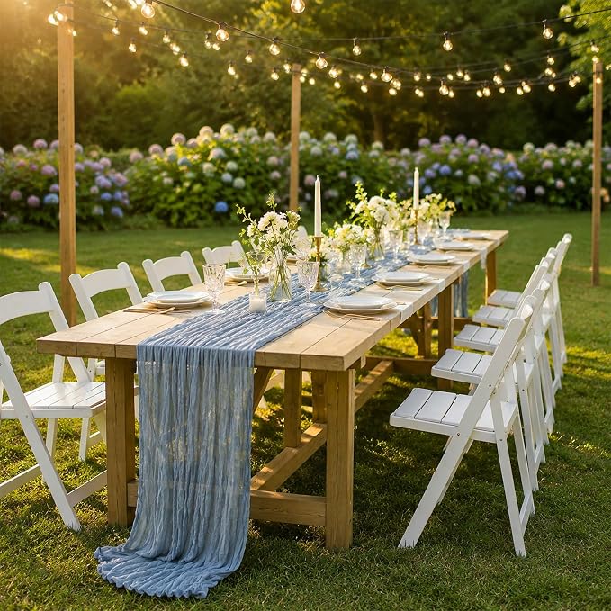 10 Pack Dusty Blue Table Runner 10FT Gauze Cheesecloth Table Runner | 21x120 - Image 2