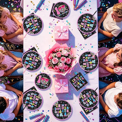 96 Pcs Pink and Black 10th Birthday Party Decoration Serves 24 | In My Double - Image 8