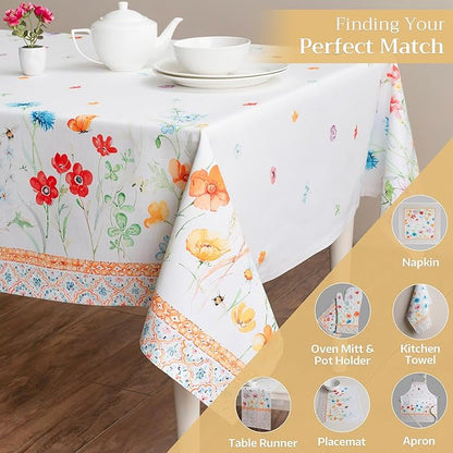 Maison d' Hermine Table Cloth Rectangle Table 100% Cotton 54 x 72 Inches Tablecloth Reusable Decorative for Dining Room Farmhouse Home Valentines Day Decorations Spring Summer - Summer Whisper