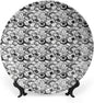 Ceramic Display Plate, Abstract Ceramic Hanging Decorative Plate, Monochrome Circles Dots Surreal Geometric Modern, 7 Inch, Living Room Kitchen Decoration Household, Grey Black White