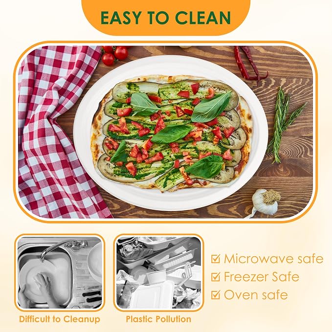 Disposable Oval Paper Plates, Compostable Heavy Duty Bagasse Platters - Image 6