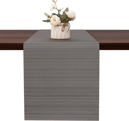 Table Runner 55 Inches Long, Vinyl Woven Heatproof Table Runners | Washable by Banchif