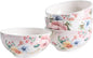Bico Margret's Garden Cereal Bowls Set of 4, 24 oz Deep Ceramic Soup Bowls by Bico