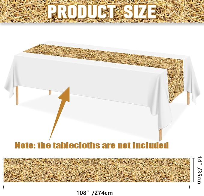 6Pcs Straw Table Runner Rectangular Farm Table Cloth Hay Stacks Table Runner - Image 3