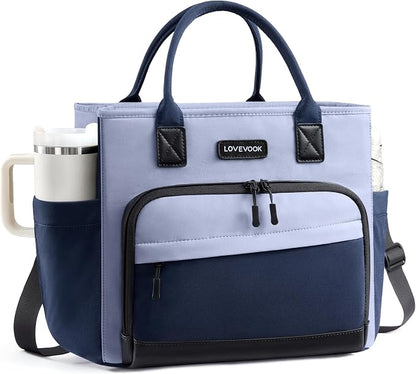 LOVEVOOK Lunch Box for Women, Adult Lunch Bag for Work, Misty Blue | Upgraded by LOVEVOOK